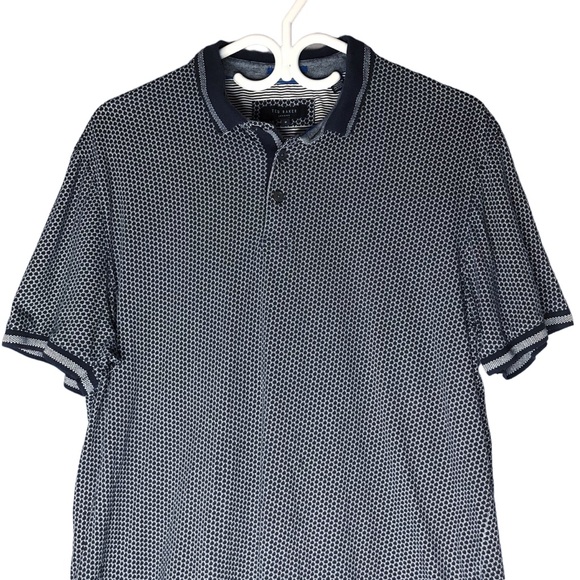 Ted Baker London Polo Golf Shirt Circle Pattern Navy Blue White Size 6 Men’s XL - Picture 2 of 10